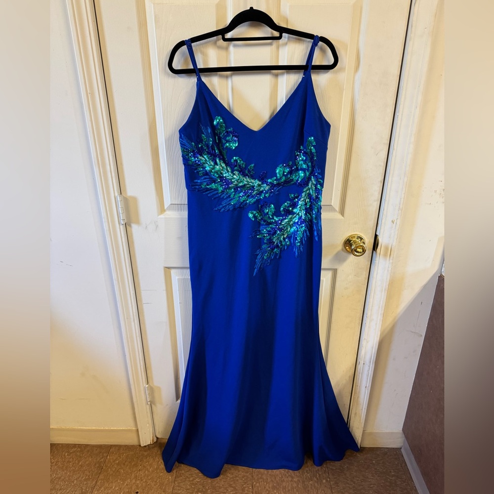 Lulus Infinite Glory Royal Blue Sequin Maxi Dress – Size XL, Worn Once